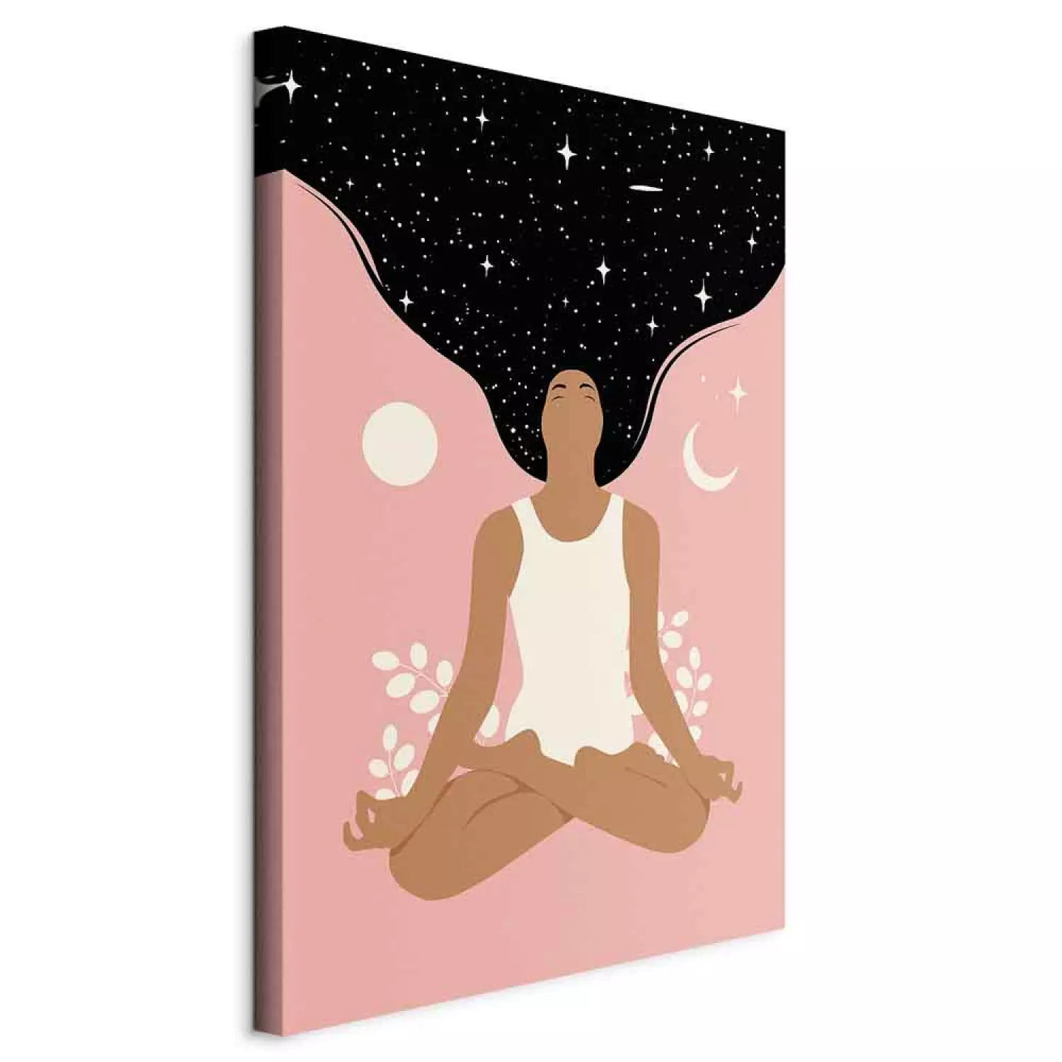 Canvas Print Morning Yoga Vertical - woman figure in a self-love spirit