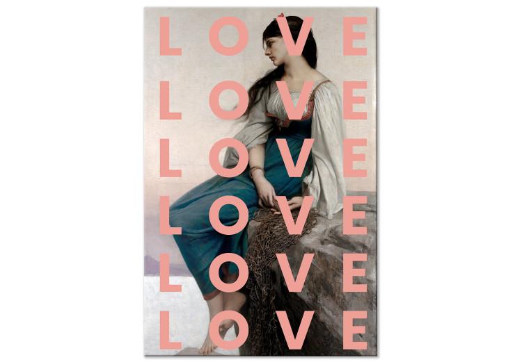 Canvas Great Feeling (1-piece) Vertical - love text and woman in the background