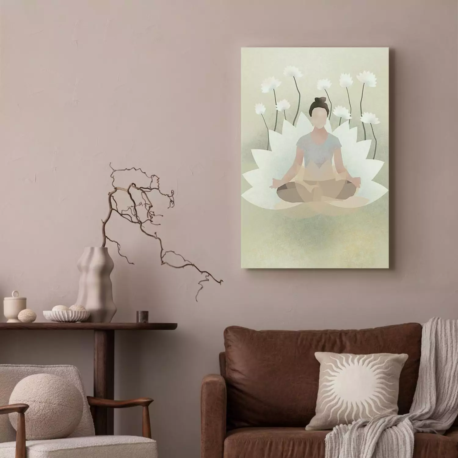 Canvas Print Love Yoga Vertical - floral composition in Zen style
