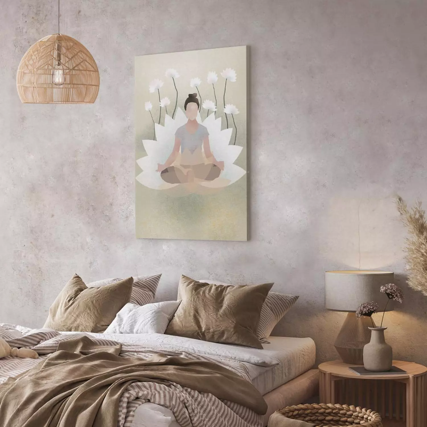 Canvas Print Love Yoga Vertical - floral composition in Zen style