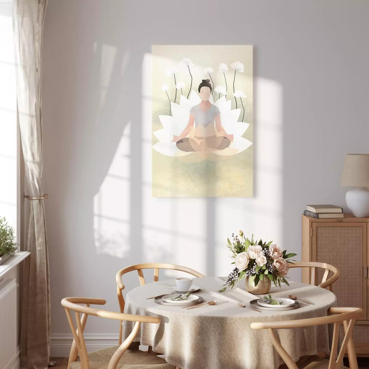 Canvas Print Love Yoga Vertical - floral composition in Zen style