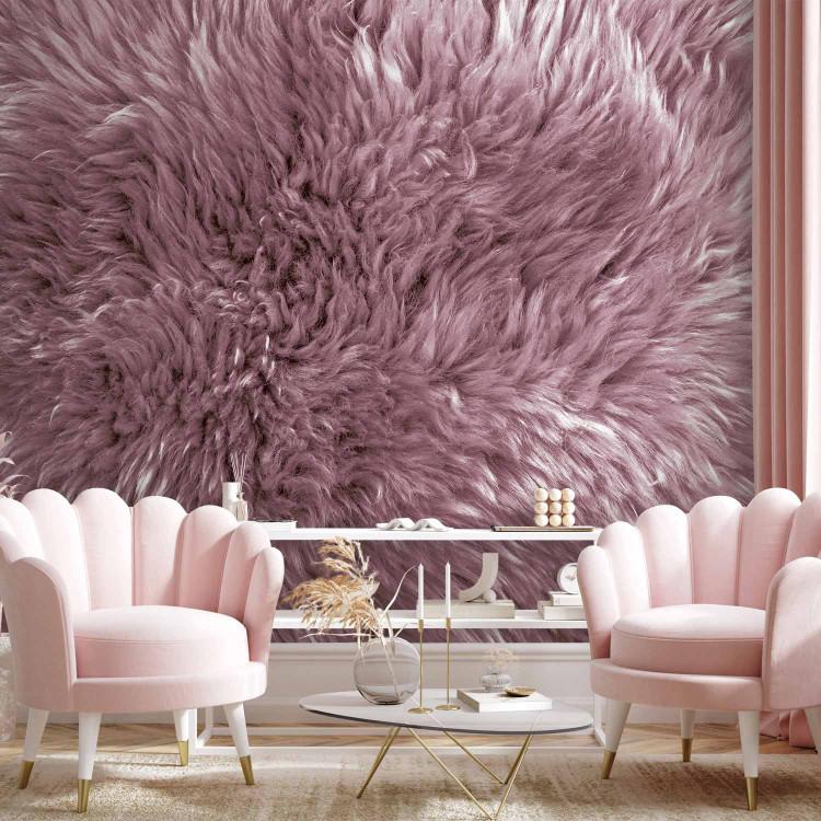 Wall Mural Face of fur - background maintained in shades of violet and pink