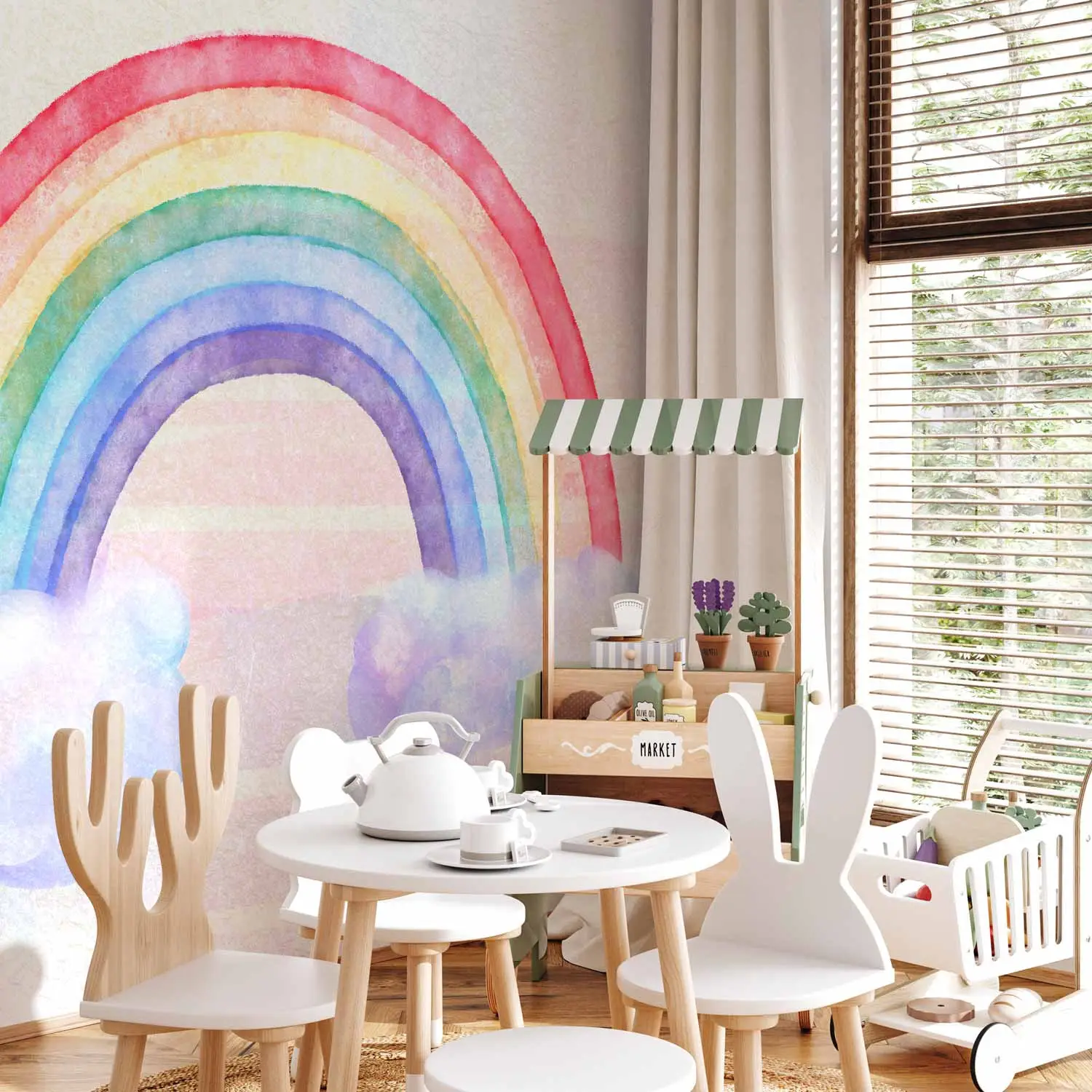 rainbow wallpaper bedroom
