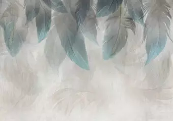 Photo Wallpaper Forest of Feathers - a bright gray and blue composition Wallpaper Cropper