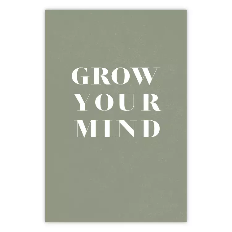 Poster Grow Your Mind - English texts on a contrasting gray background