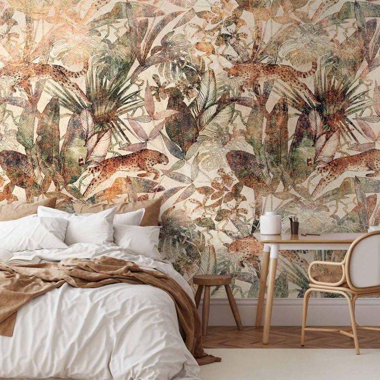 Wall Mural Wild nature - exotic composition with plant motif and leaves