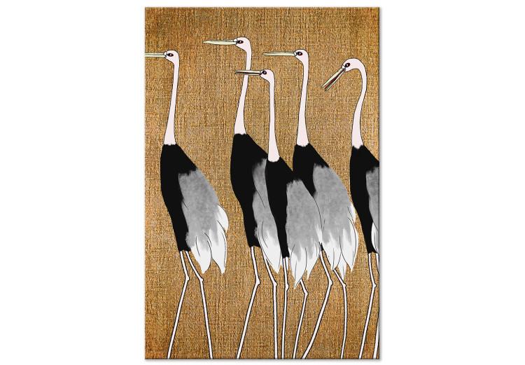 Canvas Asian Cranes (1-piece) Vertical - birds in Japanese style