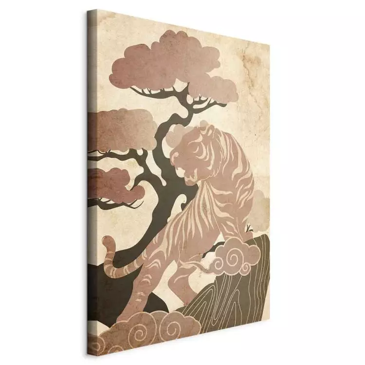 Asian King (1-piece) Vertical - wild cat among trees and clouds