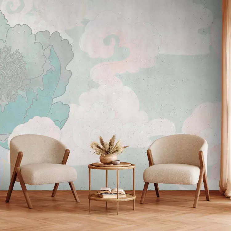 In the clouds - clouds with floral motif in japandi style