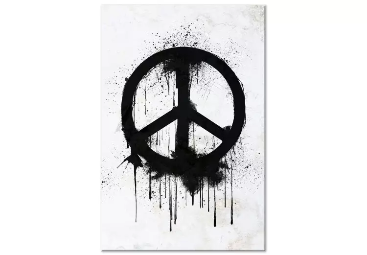 Canvas Symbol of Peace (1-piece) Vertical - black and white Banksy-style sign