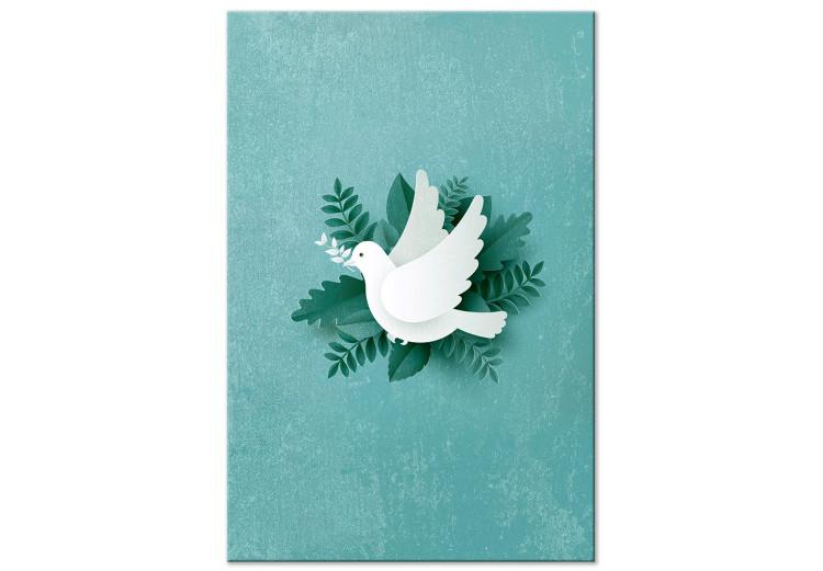 Canvas Peace Dove (1-piece) Vertical - white bird and green plants