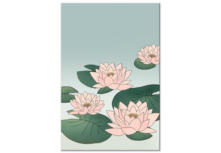 Canvas Pink Water Lilies (1-piece) Vertical - landscape with flowers on water