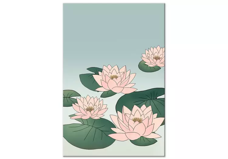 Canvas Pink Water Lilies (1-piece) Vertical - landscape with flowers on water