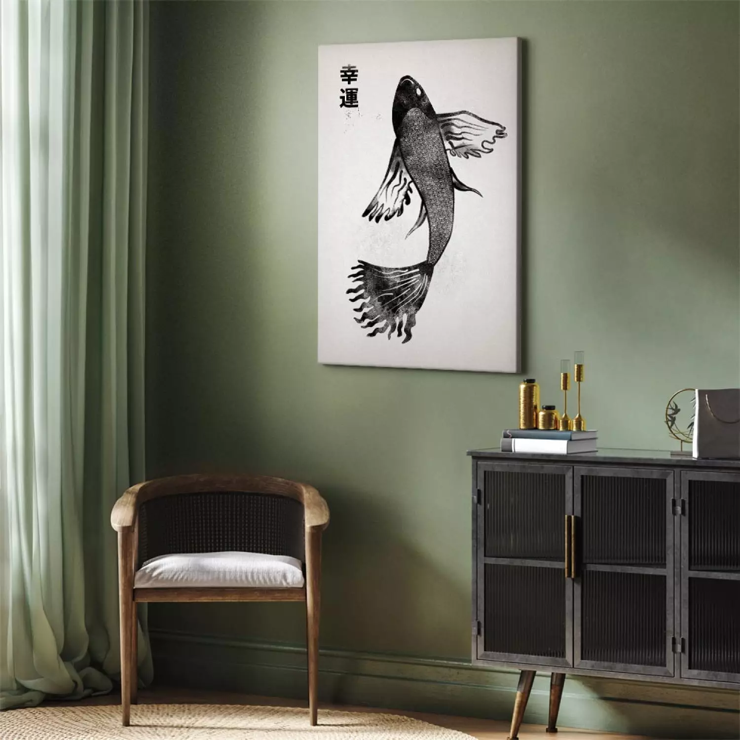 Canvas Print Fish of Happiness Vertical - animal painted on a light background