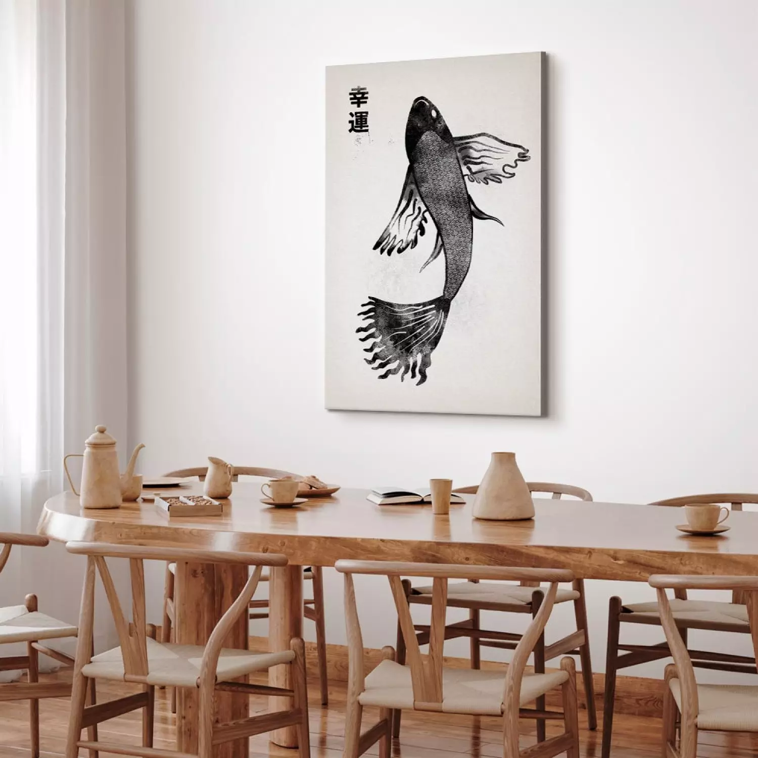 Canvas Print Fish of Happiness Vertical - animal painted on a light background