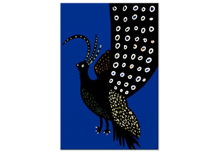 Canvas Oriental Peacock (1-piece) Vertical - black bird on navy background