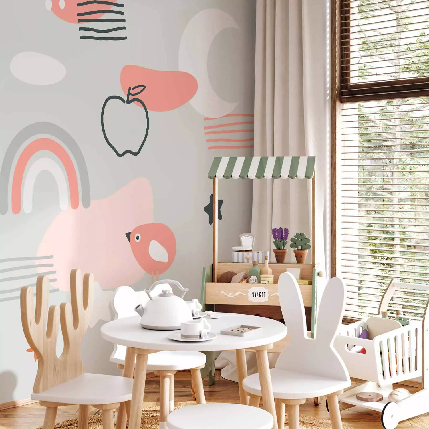 Wall Mural Children's minimalism - abstract composition with patterns for children