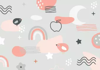 Wall Mural Children's minimalism - abstract composition with patterns for children Wallpaper Cropper