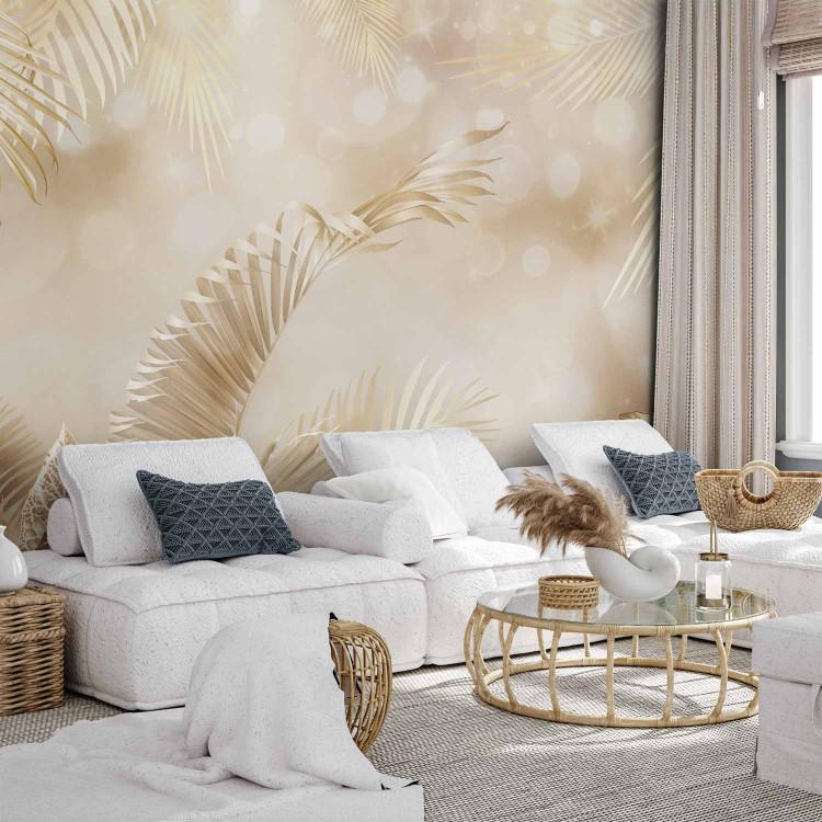 Wall Mural Mystic corner - glamour composition with golden exotic leaves