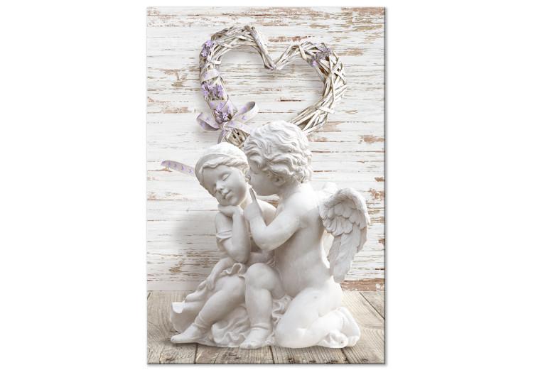 Canvas Boy and Girl (1-piece) Vertical - two angels and a heart