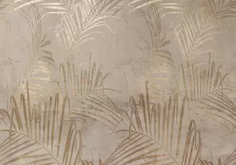Wall Mural Coast of Palm Trees - Artistic Beige Composition With Leaves Wallpaper Cropper