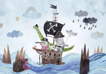 Wall Mural Adventure at sea - painted pirate ship with animals for children Wallpaper Cropper