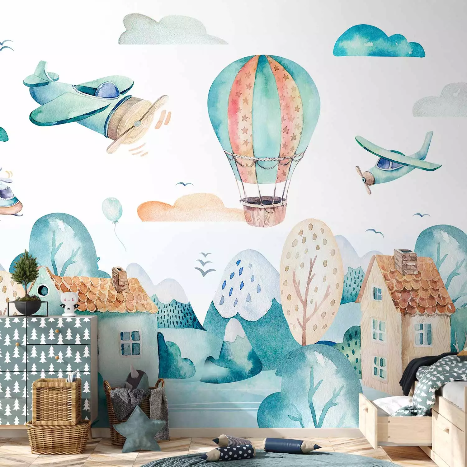 Wall Mural Airplane Town
