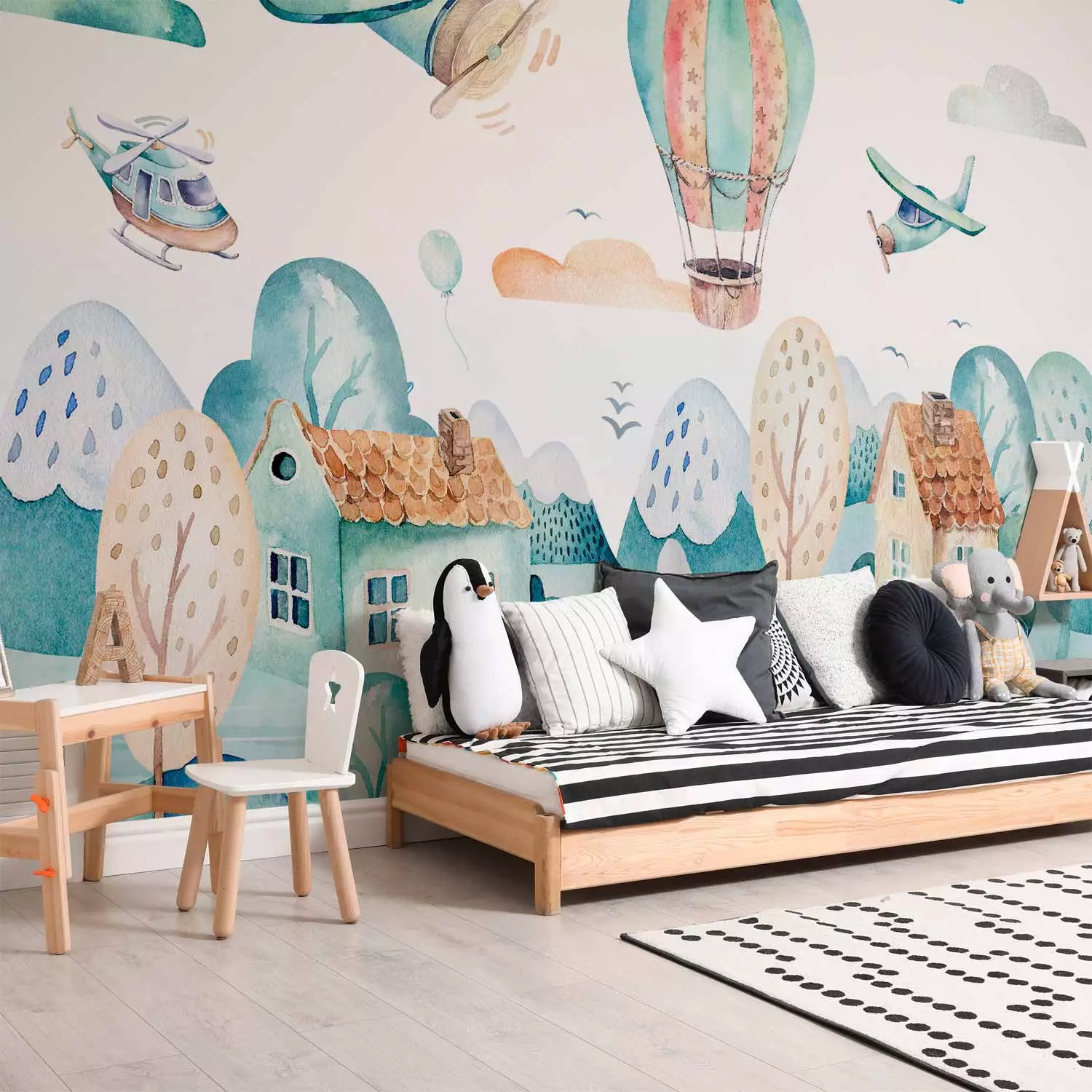Wall Mural Airplane Town