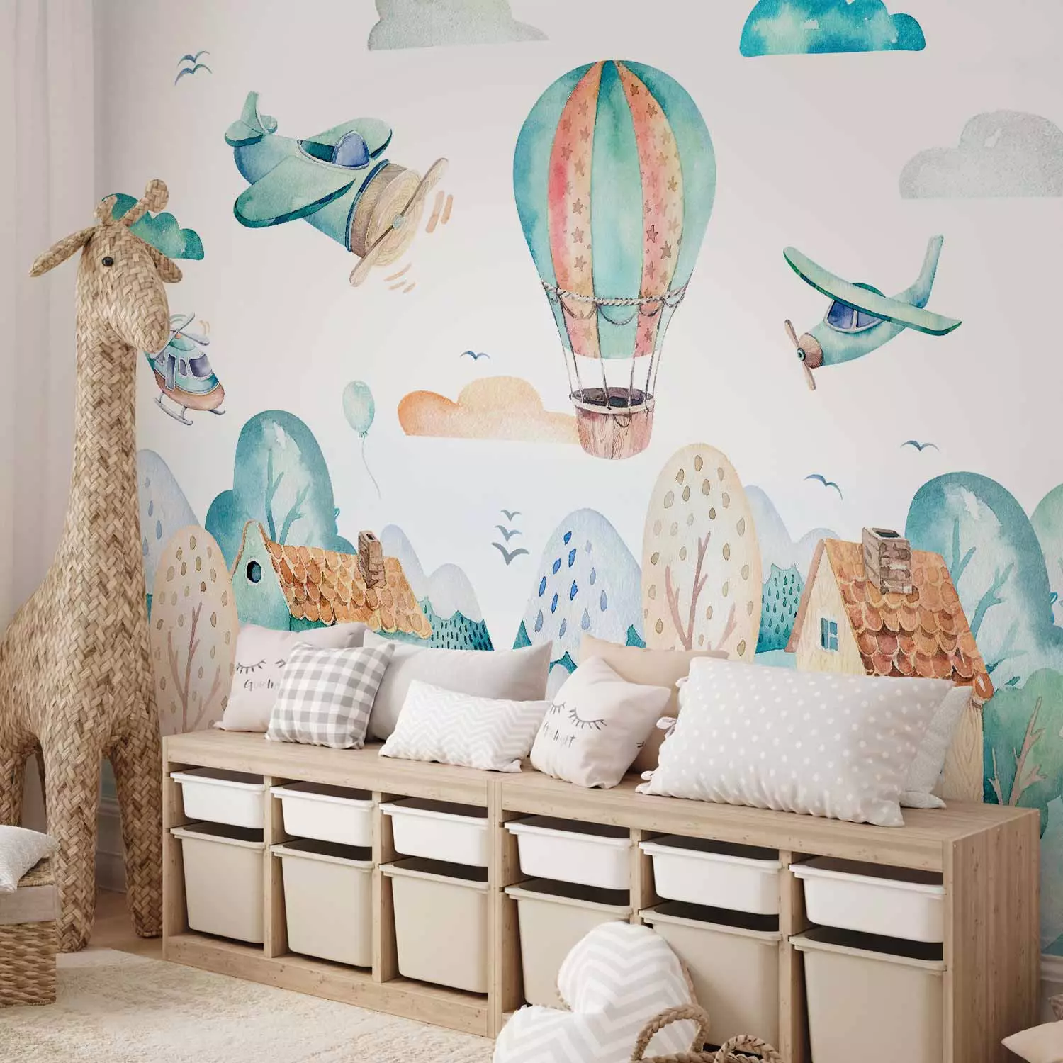 Wall Mural Airplane Town