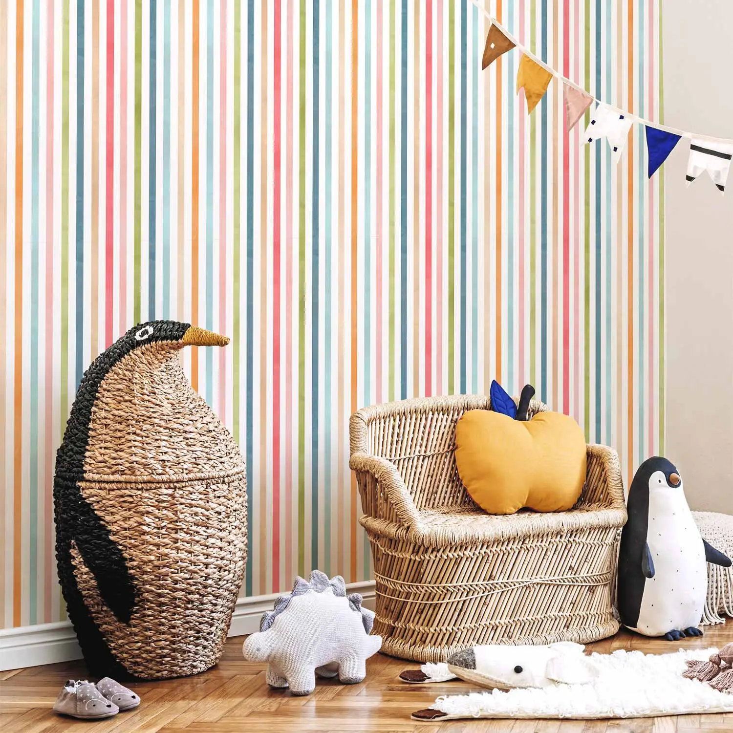 multi coloured striped wallpaper