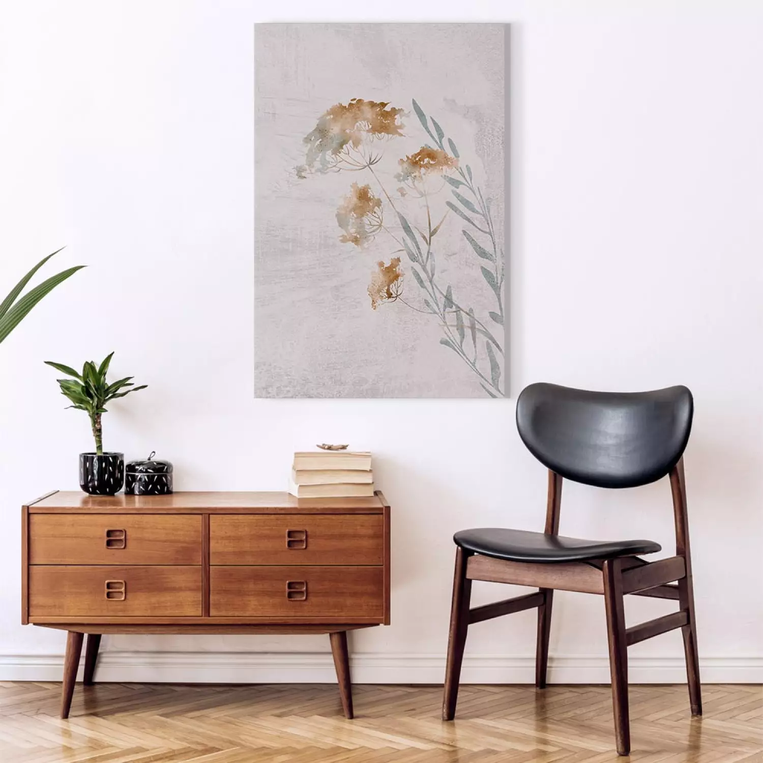 Canvas Spring Branches Vertical - plant landscape on a beige background