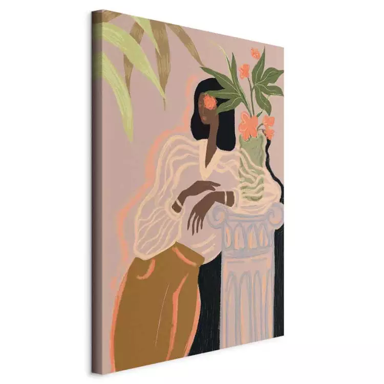 In Anticipation (1-piece) Vertical - woman figure and pink flowers