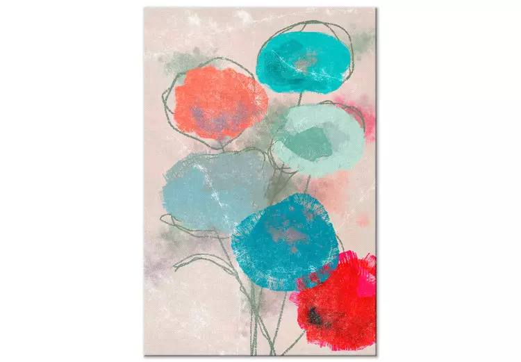 Canvas Spring Bouquet (1-piece) Vertical - abstraction with floral motif
