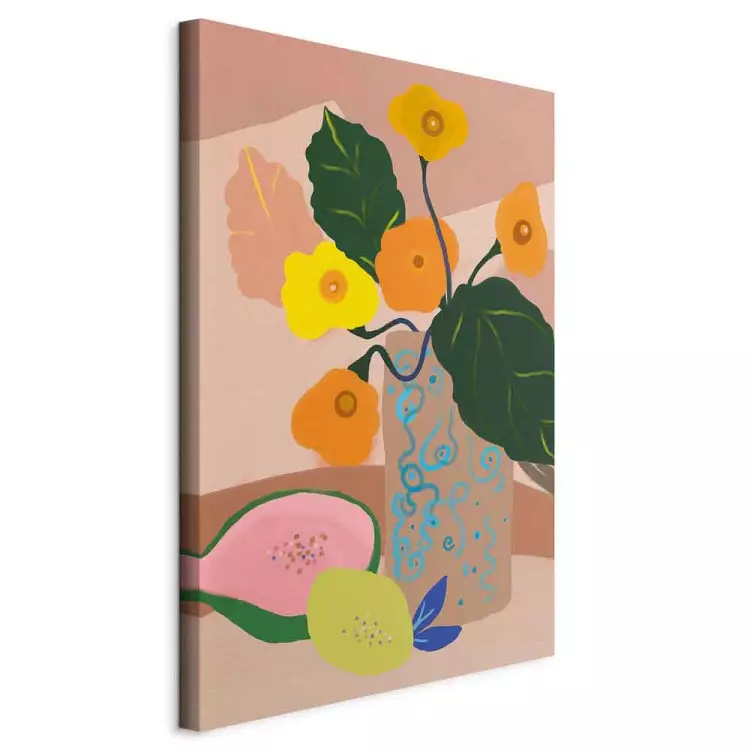 Flowers in Vase (1-piece) Vertical - bouquet and exotic fruits