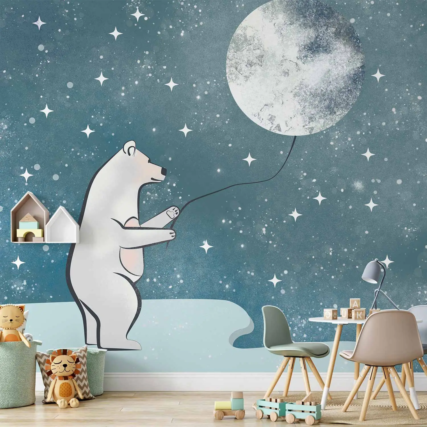 teddy bear wallpaper nursery