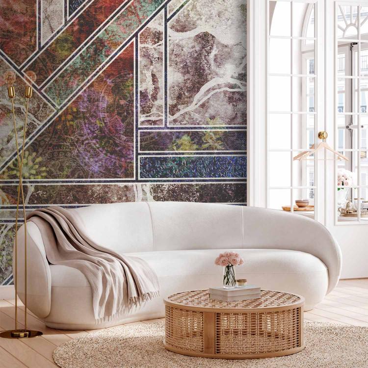 Wall Mural Eternal stained glass - background with elements in colourful patterns in cool colours