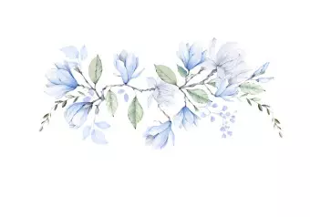 Wall Mural Magnolia in bloom - romantic flower motif in blue Wallpaper Cropper
