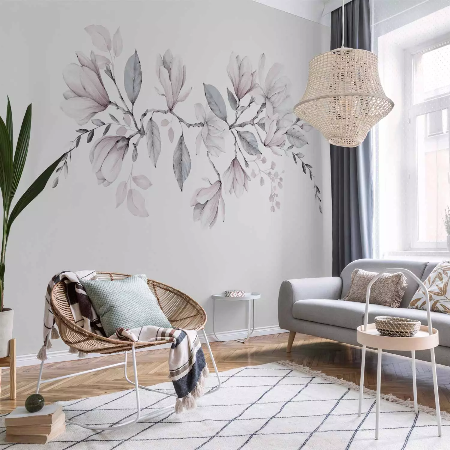 Photo Wallpaper Magnolia in bloom - romantic flower motif in light colours