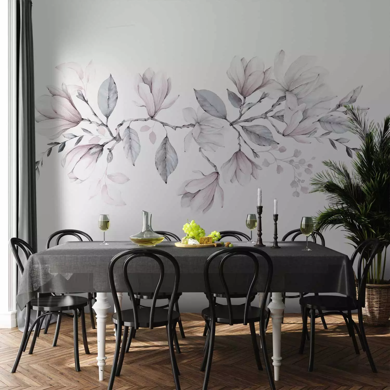 Photo Wallpaper Magnolia in bloom - romantic flower motif in light colours