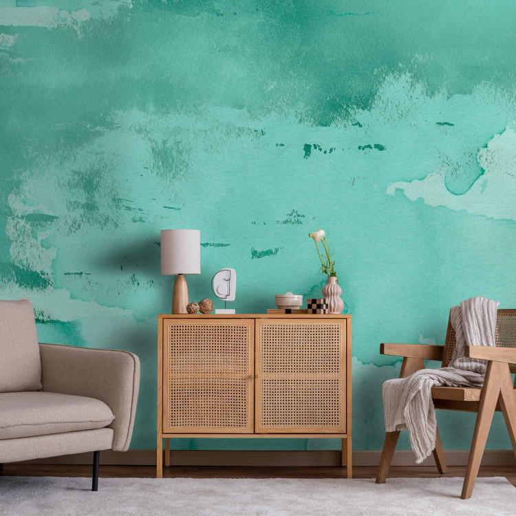 Wall Mural Fog in turquoise - abstract with irregular concrete texture