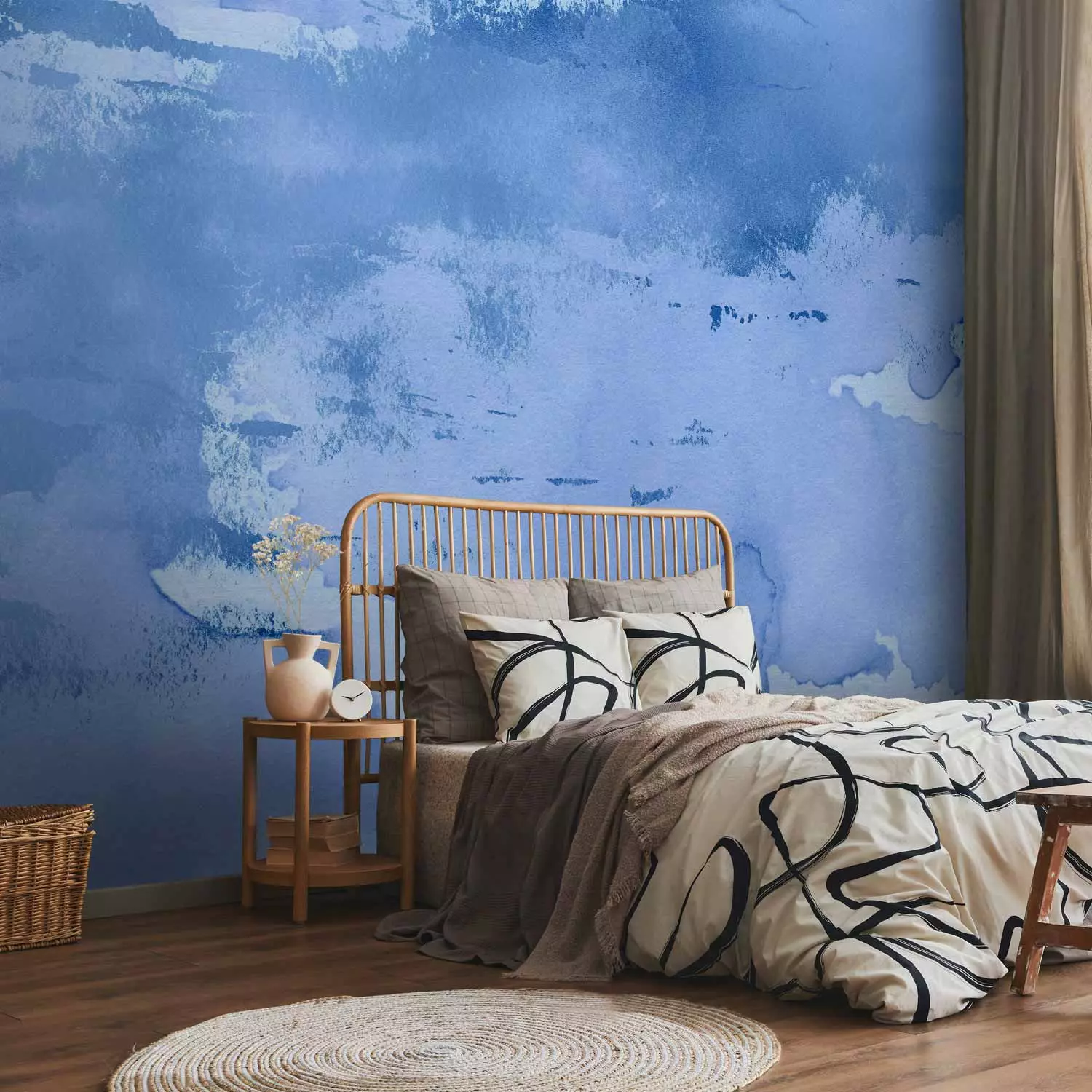 Wall Mural Mist in blue - abstract with irregular concrete texture