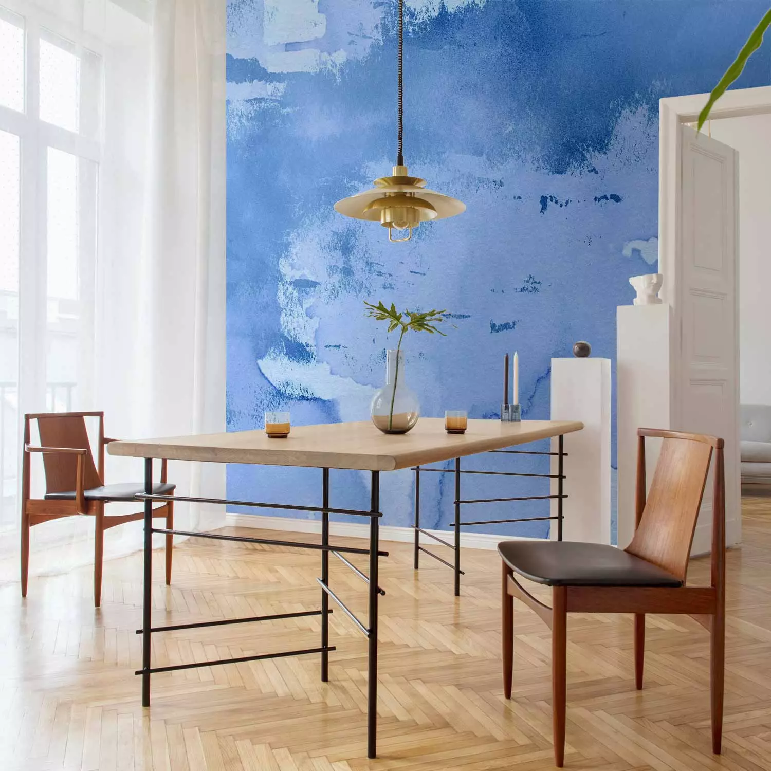 Wall Mural Mist in blue - abstract with irregular concrete texture