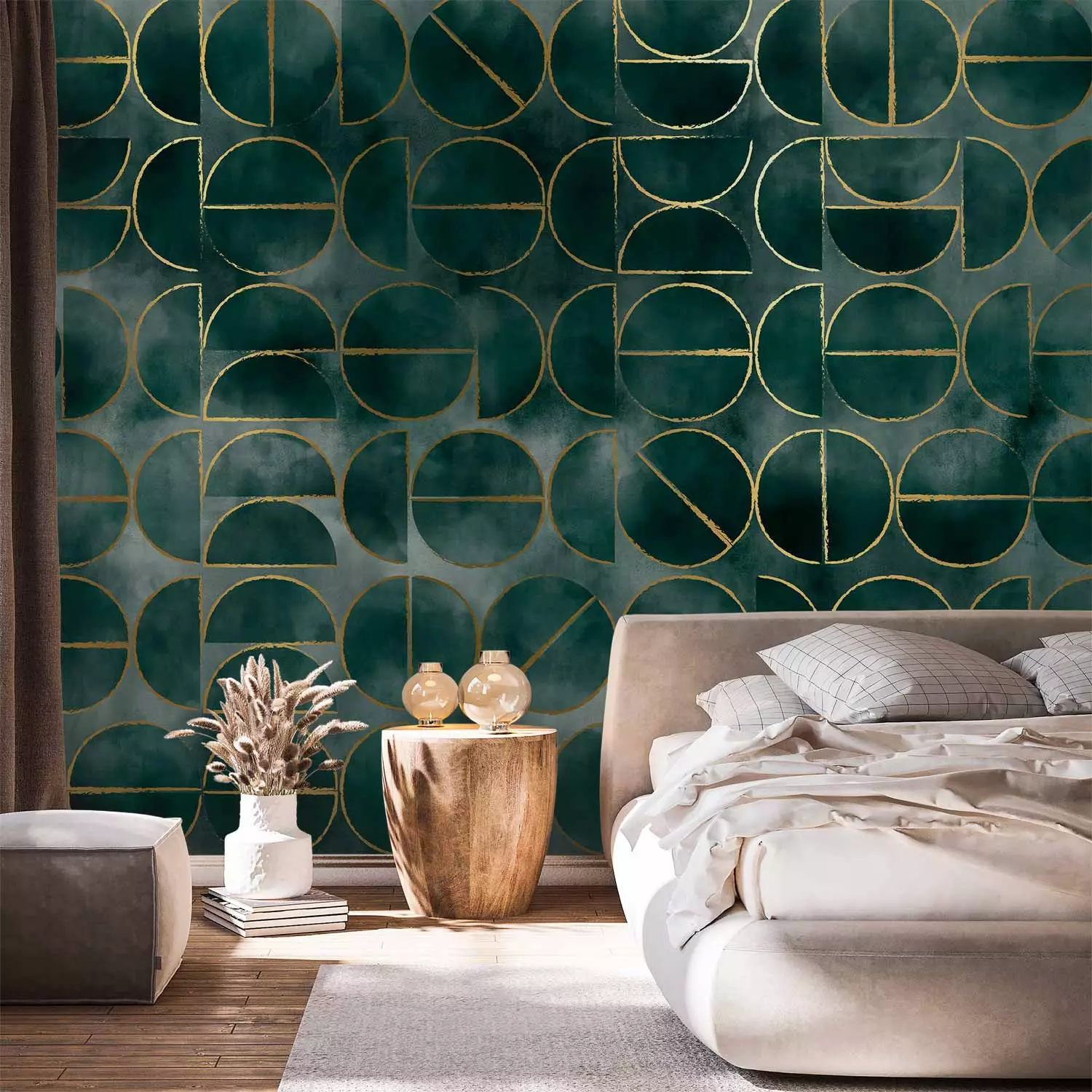 Wall Mural Gold abstraction - geometric composition in art deco style frame