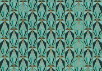Wall Mural Green abstraction - colourful patterns in gold frame in art deco style Wallpaper Cropper