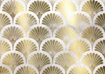 Photo Wallpaper Abstract - gold fan motif in art deco style on white background Wallpaper Cropper