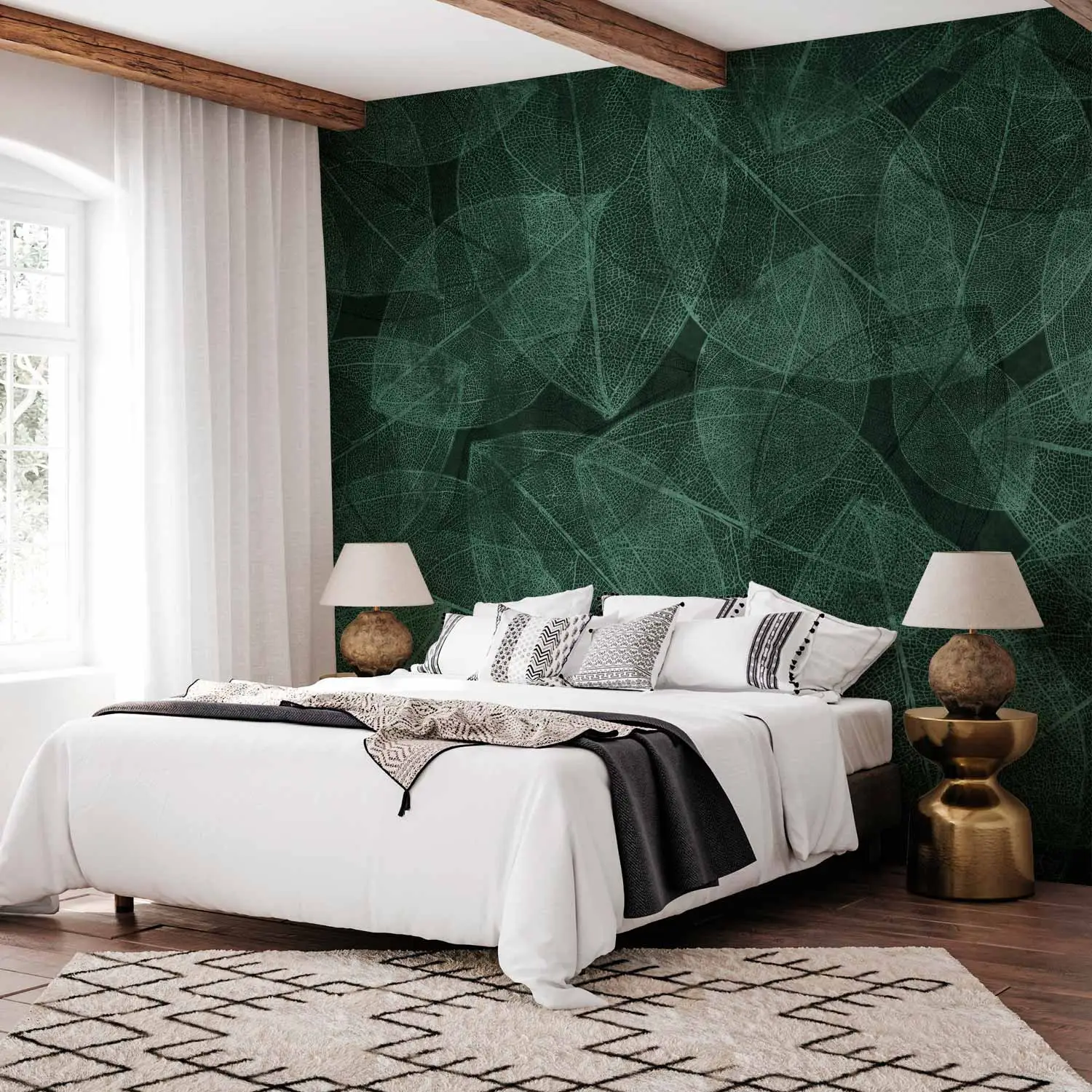 dark green wallpaper bedroom
