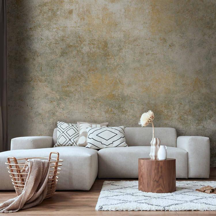 Wall Mural White - mixed texture abstraction with gold elements