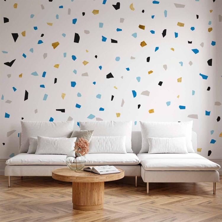 Wall Mural Blue abstraction with gold - composition on white background for bedroom