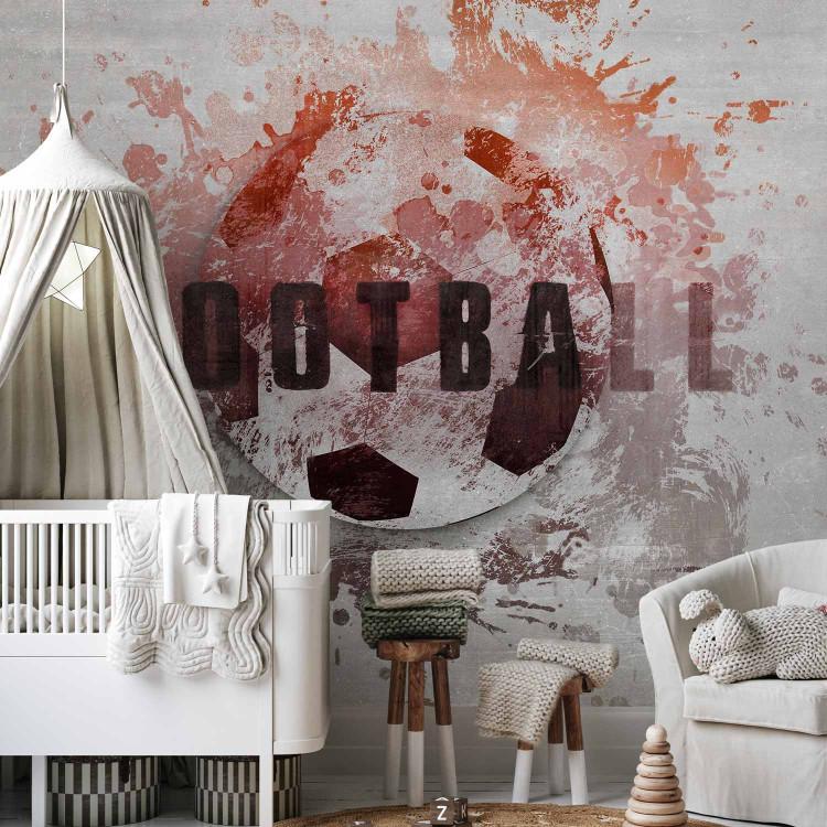 Wall Mural Hobby is football - red motif with ball and text in English