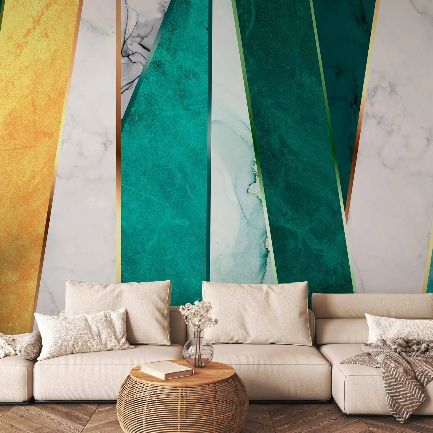 turquoise and gold wallpaper